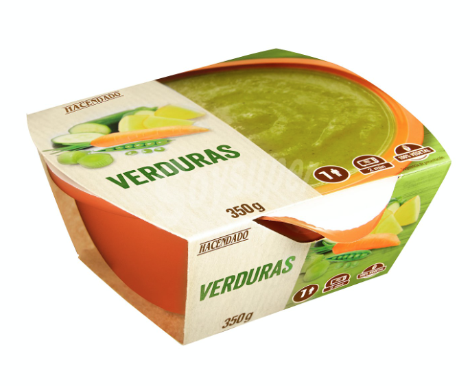 Salteado de verduras asadas con caballa en conserva y crema de verduras.